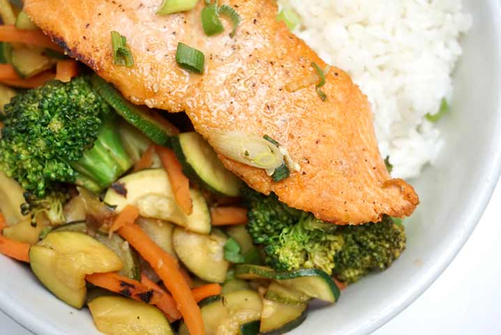 healthy wild salmon and organic veggies at The Plant Cafe Organic San Francisco