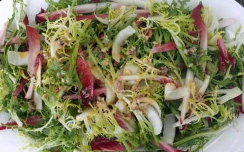 Healthy organic Winter bitter greens salad, Boulettes Larder, San Francisco, CA